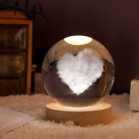 1pc Creative Crystal Ball Decoration; Desktop Night Light; Bedroom Night Light Valentine's Day Gifts Birthday Gifts - Love Cloud