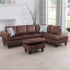 Brown Microfiber 3-Piece Living Room Sofa Set B - Brown