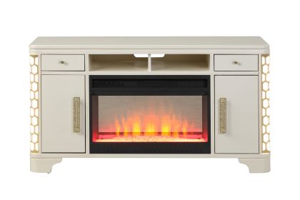 Jasmine TV Stand With Electric Fireplace in Beige - as Pic