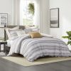 Oversized Chenille Jacquard Striped Comforter Set with Euro Shams and Throw Pillows - as Pic