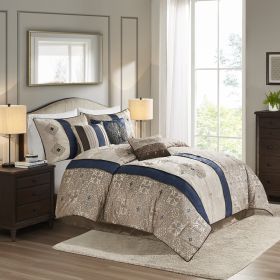 7 Piece Jacquard Comforter Set with Throw Pillows - as Pic