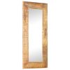Hand-Carved Mirror 43.3"x19.7"x4.3" Solid Mango Wood - Brown