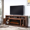 Bridgevine Home Sausalito 78 inch Electric Fireplace TV Stand Console for TVs up to 95 inches, Minimal Assembly, Whiskey Finish - as Pic