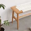 Design Natural Oak Wood Dining Bench Bed Bench for Dining Room, Bedroom, Bathroom (White) - as Pic