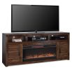 Bridgevine Home Sausalito 78 inch Electric Fireplace TV Stand Console for TVs up to 95 inches, Minimal Assembly, Whiskey Finish - as Pic