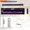 68 Inch Ultra-Thin Electric Fireplace Recessed Wall Mounted with Crystal Log Decoration - black