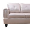 Latte Faux Leather Living Room Sofa Set B - Latte