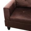 Brown Microfiber 3-Piece Living Room Sofa Set B - Brown