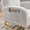 [Video] Welike 27.6"W Modern Accent High Backrest Living Room Lounge Arm Rocking Chair, Two Side Pocket ,Teddy White (Ivory) - as Pic