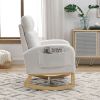 [Video] Welike 27.6"W Modern Accent High Backrest Living Room Lounge Arm Rocking Chair, Two Side Pocket ,Teddy White (Ivory) - as Pic