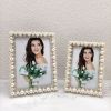 High Quality Metal Photo Frame Pearl European Home Ornament Table Decor Embellished Fashion Bedside Table Living Room Kids Adult - Sliver - 6 inch