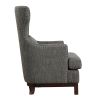 Button Tufted Wing-Back Accent Chair 1pc Gray Fabric Upholstered Pillow Solid Wood Traditional Living Room Furniture - as Pic