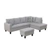 Grey Flannel Living Room Sofa Set B - Grey