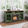 Bridgevine Home Vineyard 74 inch Fireplace TV Stand Console for TVs up to 85 inches, Minimal Assembly, Sage Green and Fruitwood Finish - as Pic