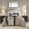7 Piece Jacquard Comforter Set with Throw Pillows - as Pic