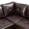 Brown Faux Leather 3-Piece Couch Living Room Sofa Set B - Brown