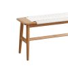 Design Natural Oak Wood Dining Bench Bed Bench for Dining Room, Bedroom, Bathroom (White) - as Pic