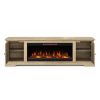 Bridgevine Home Topanga 83 inch Electric Fireplace TV Console for TVs up to 95 inches, Minimal Assembly, Alabaster finish - as Pic