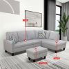 Grey Flannel Living Room Sofa Set B - Grey