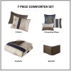 7 Piece Jacquard Comforter Set with Throw Pillows - as Pic