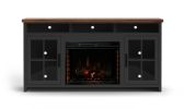 Bridgevine Home Essex 74 inch Fireplace TV Stand Console for TVs up to 85 inches, Minimal Assembly, Black and Whiskey Finish - as Pic
