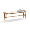 Design Natural Oak Wood Dining Bench Bed Bench for Dining Room, Bedroom, Bathroom (White) - as Pic