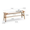 Design Natural Oak Wood Dining Bench Bed Bench for Dining Room, Bedroom, Bathroom (White) - as Pic