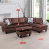 Brown Microfiber 3-Piece Living Room Sofa Set B - Brown