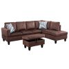 Brown Microfiber 3-Piece Living Room Sofa Set B - Brown